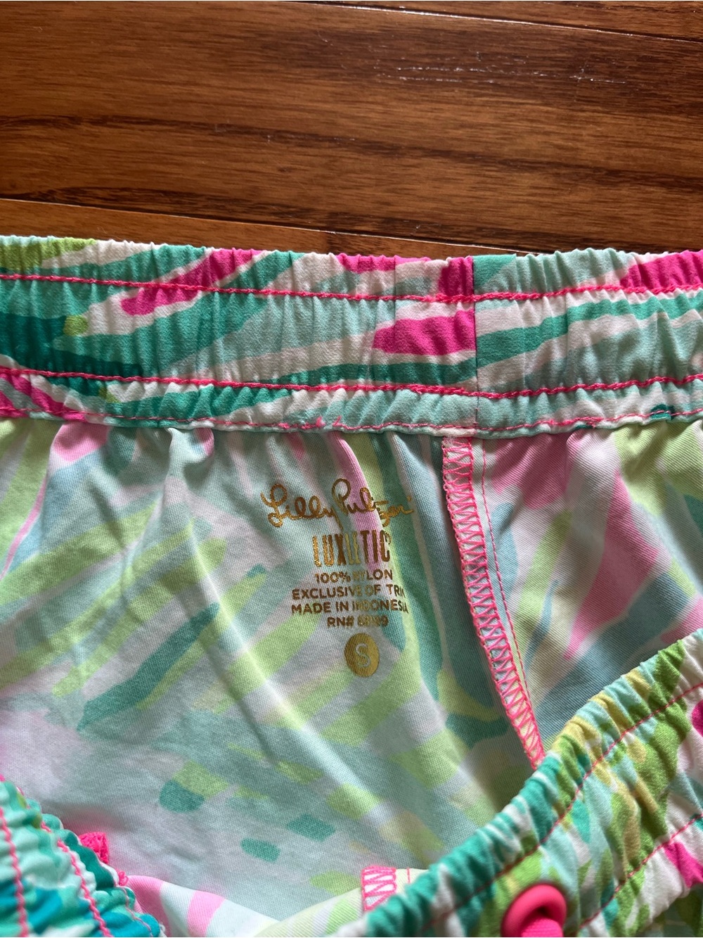 Lilly Pulitzer Neon Palm Print Drawstring Shorts - Pink, Turquoise, Lime - Picture 2 of 5